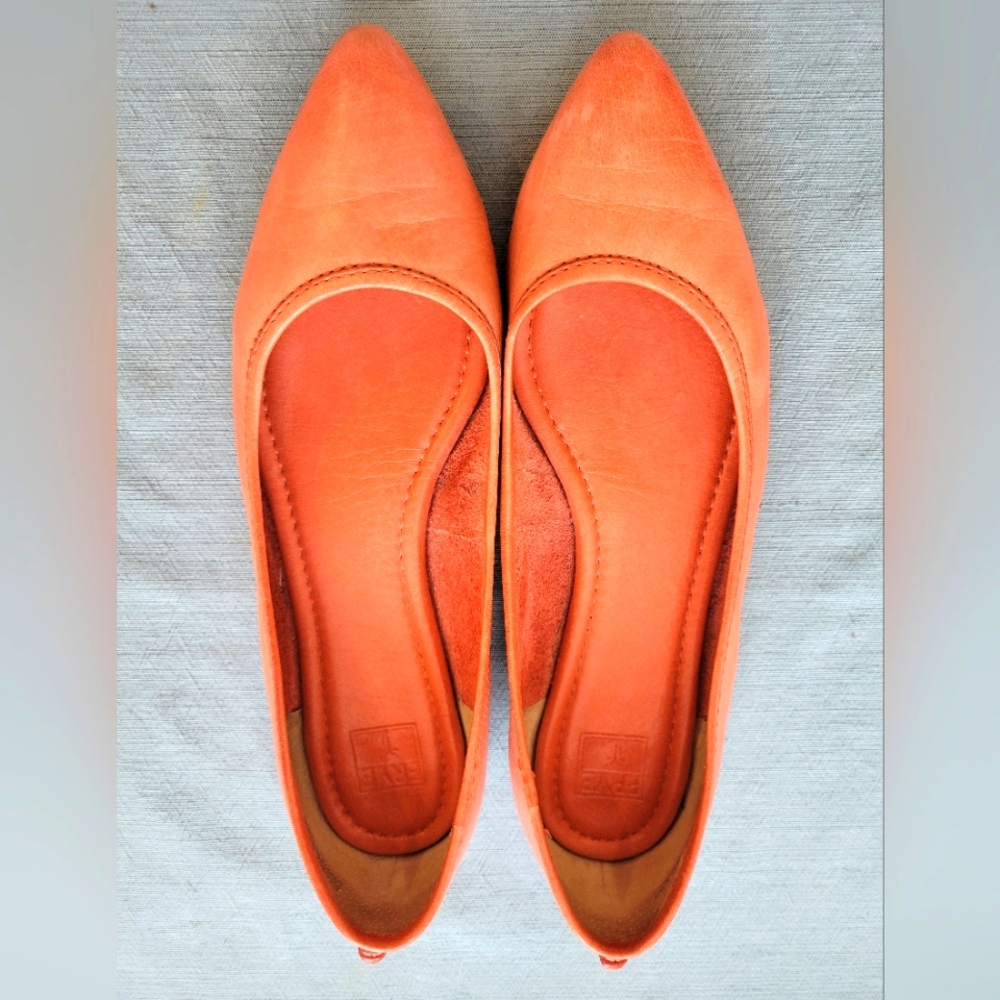 FRYE REGINA ballet Orange Flats 8.5 leather
